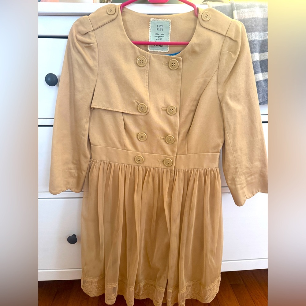 Five Plus trench coat with lace design.